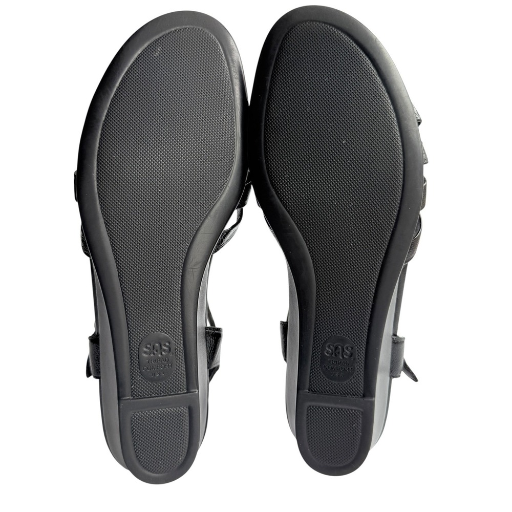 SAS Strippy Quarter Strap Wedge Sandal Black Patent Size 8.5 Narrow - Picture 11 of 16